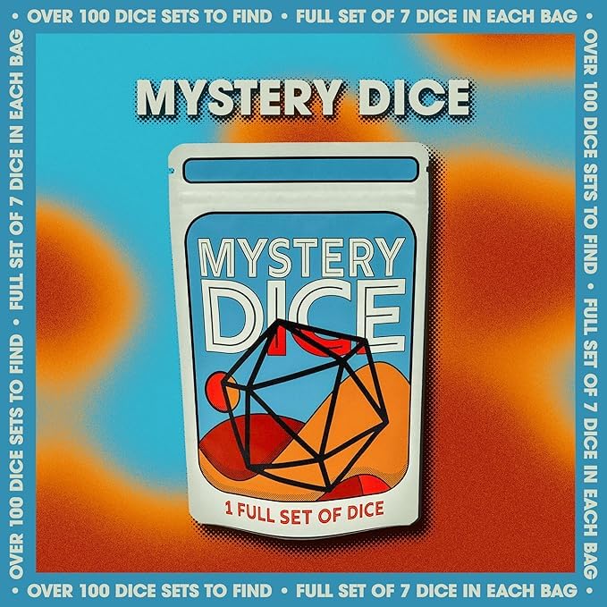 1985 Games Mystery Dice, DND Dice Set of 7 Polyhedral Dice, Wide Range of Patterns, Gaming Dice, Suitable for Role Playing, Table Games (Mystery Pack of 1)