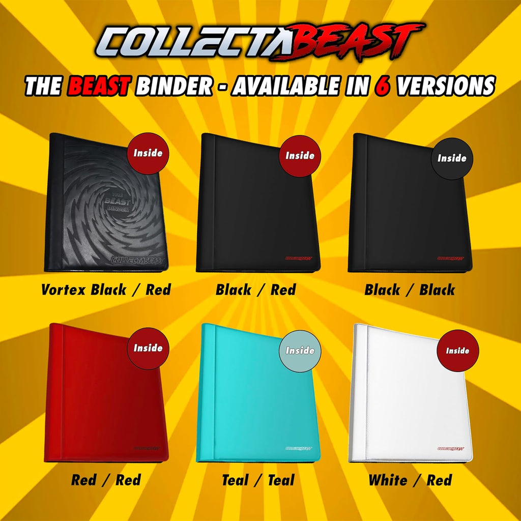 1280+ Cards 20 Pocket Card Binder Collector Card Album - Pages Compatible with Pokemon Cards, Sports Cards, Yugioh, MTG and Other TCG - Trading Card Sleeve with Side Loading Pockets (White/Red)