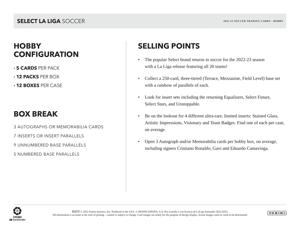 Panini - 2022/23 Select La Liga Football (Soccer) - Hobby Box