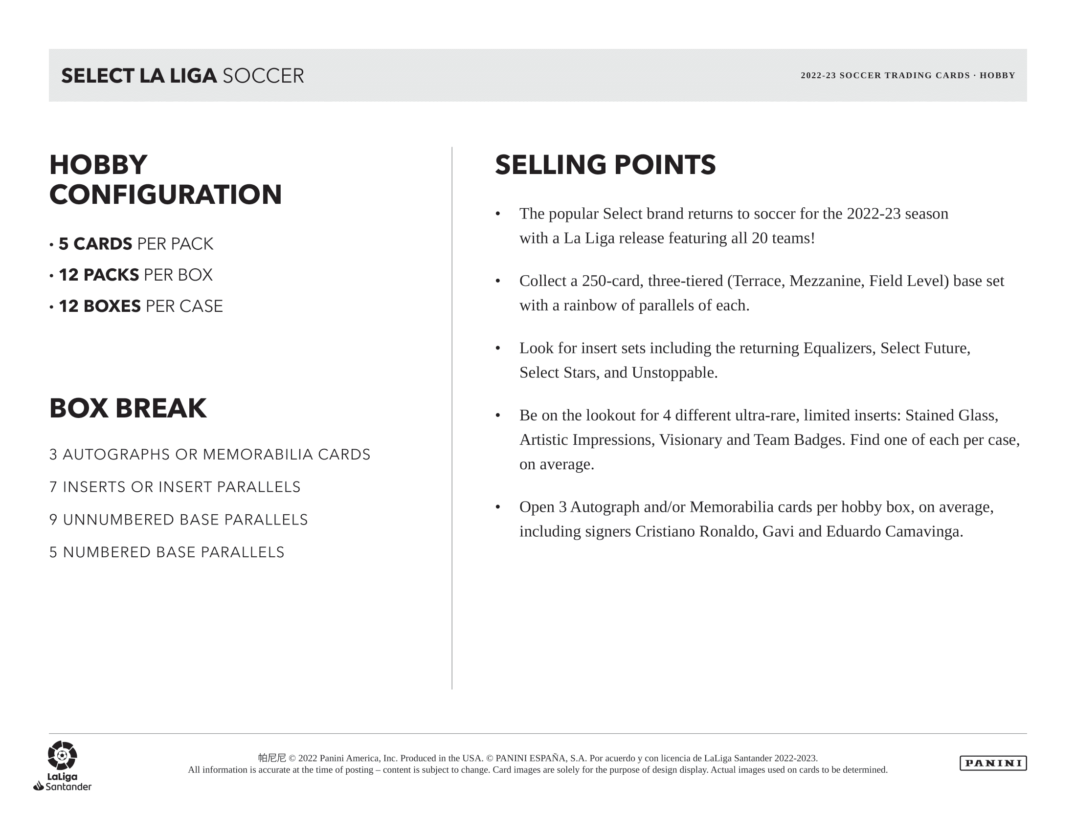 Panini - 2022/23 Select La Liga Football (Soccer) - Hobby Box